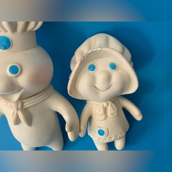 Vintage White Plastic Pillsbury Dough Boy with Blue Accents - Picture 3 of 16